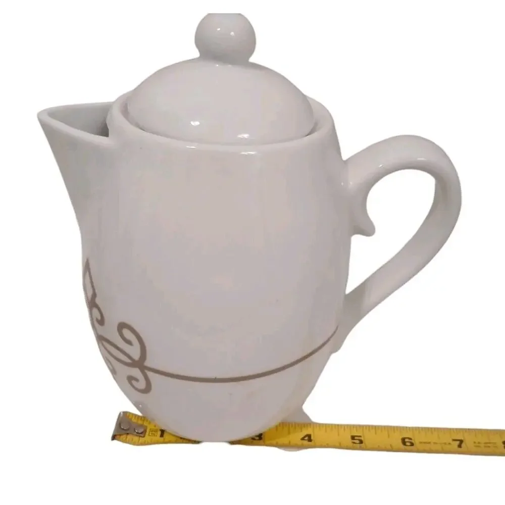 Starbucks SET Coffee Tea Pot Cups Stand White Ceramic Modern Minimalst Espresso - Picture 7 of 10